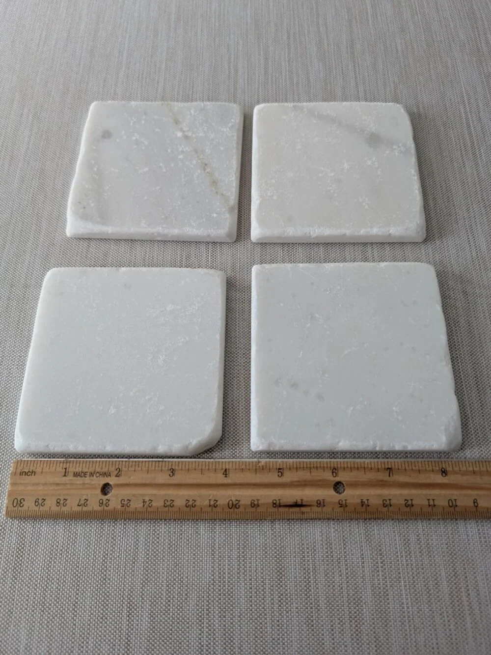 Tumbled White Marble Coasters, Set of 4, Gift for Birthday | Holiday Gift | NIB